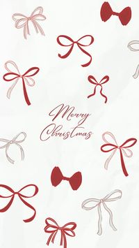 Merry Christmas Red Bows Background Wallpaper