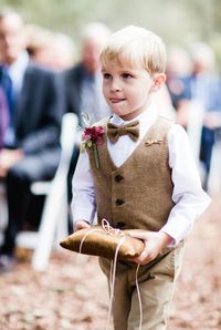 Ring Bearer Bows Tweed Vest and Bow Tie  *Please note, this item is now made from the slightly different brown cotton tweed shown in the last photo.* Natural Cotton Tweed Vest for Baby Boys and Toddler Boys Handcrafted from Soft Cotton Tweed and Lined with Brown Cotton with matching bow tie. This adorable little classic brown tweed vest and bow tie set is hand-crafted from only the best quality natural fibers and is created from 100% brushed cotton with a tweed pattern without the discomfort of