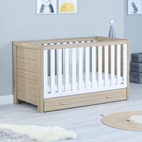 Babymore Luno Nursery Cot Bed with Drawer - Converts into a Toddler Bed (With Drawer, White & Oak) : Amazon.co.uk: Baby Products