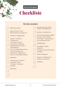 Plane deine Hochzeitsdekoration von Tischschmuck mit dieser gratis Hochzeitsdeko Checkliste zum Download. Du bekommst ein PDF zum Abhaken aller wichtigen Hochzeitsdekoration für deine Hochzeit - egal ob du im Standesamt, kirchlich oder frei heriaten willst. Vergiss nicht, egal ob selbstgemachte Hochzeitsdeko im Vintage oder Boho Stil, ob du im Winter oder Sommer heiratest und egal in welchem Farbschema du Hochzeitsdeko suchst - diese Checkliste ist perfekt für dich!