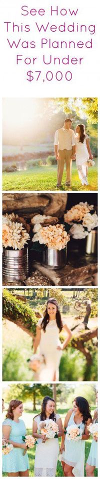 Wedding Planned For Under $7000 - Rustic Wedding Chic. Love the center pieces - cans and lace!