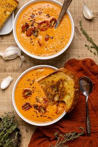 Creamy Roasted Garlic Tomato Soup | Orchids + Sweet Tea