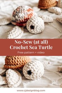 Make Fred The Sea Turtle in only an hour! Free crochet pattern + video tutorial. Easiest Crochet Plushie | CJ Design Blog #Crochet #CrochetPlushie #Crochetturtle #CrochetPattern