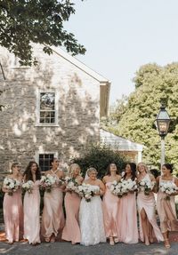 White Roses Blush Pink Satin Bridesmaid Dresses White Green Pink Flowers Mis Match Pink Bridesmaids