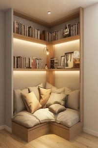 10+ Bedroom Shelving Ideas: Cozy Reading Nook with Integrated Bookshelves  Picture this: Your books perfectly arranged, plants spilling off sunny shelves, and all your favorite things beautifully displayed. That dream bedroom is within reach! Get ready for 10 bedroom shelving ideas that'll transform your space