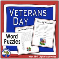 You get two Veterans Day puzzles - a Word Search and Veteran's Day Word Scramble. Fun word puzzles. The Word Scramble has 18 words related to Veterans Day - such as heroes, honor, patriotic, military, veteran, etc. Like a jumble, students have to unscramble the letters to come up with the words. The...