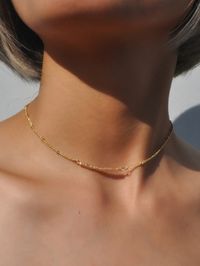 Beaded Chain Collarbone Necklace - Champagne - 3P29230216 - Jewelry, Necklaces, Choker Necklaces #ChokerNecklaces #Jewelry # #Necklaces # #Choker #Necklaces