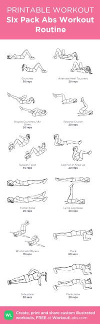 Six Pack Abs Workout Routine: my custom printable workout by @WorkoutLabs #workoutlabs #customworkout