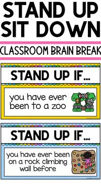 Quick brain break game Stand Up Sit Down