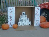 This was a big hit at Trunk or Treat - no need to carve finger holes in the pumpkins, they were small/light enough for the kids to roll. I recommend getting several extra pumpkins, though, as they do start breaking apart after a while!