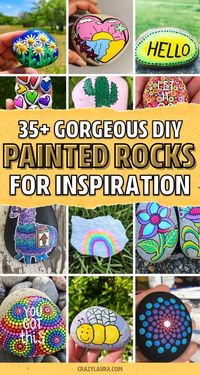 Whether you need a super fun painted rock idea for the garden or you want some inspiration to make yours stand out in a rock hunt, these examples will help you make it perfect! #paintedrocks #rockhuntideas #diypaintedrocks #gardenrocks