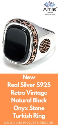 ONLY $45.95 + FREE SHIPPING  Are you looking for Turkish rings that are made out of high-grade Real Sterling S925 Silver? With Real pure Natural Black Onyx Stone, in a retro vintage style that has been handcrafted to perfection. This is the most perfect gift you will ever need to get for your husband, father, friend or brother. It comes in sizes 7-13. #menring #retro #usa #canada #uk #australia #europe #india #pakistan #dubai #menfashion #algatering #agatestone