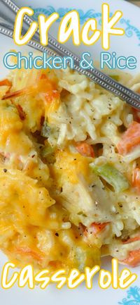 Dinner doesn't get much better than this cheesy, delicious comfort food casserole! It's packed with carrots, green pepper and onion and uses simple pantry and fridge ingredients like leftover rotisserie chicken breast, rice a roni and cream soup! So quick, easy and budget friendly!