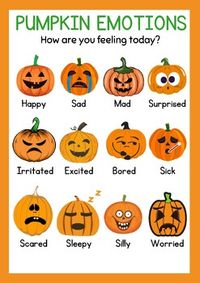 Halloween themed emotion poster to help student's identify their emotions