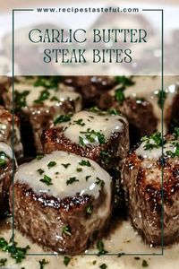 Tender sirloin steak bites cooked in a rich garlic butter and Parmesan cream sauce, perfect for a quick and satisfying meal.