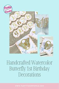 If you're looking for a classic theme for your baby girl's first birthday a butterfly theme is perfect especially if you need a spring birthday theme or summer birthday theme. This first birthday party idea is beautiful and easy because butterfly party decorations are easy to find. Start here with handcrafted, paper party decor made to order in the USA. Click to shop now.