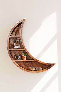 Slide View: 1: Crescent Moon Wall Shelf - Book Storage / Home Accessories