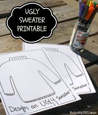 When one of my kids asks if we can make ugly sweaters for Halloween like we did last Christmas, I say….OF COURSE.  I mean, what a great idea.  This ugly sweater printable for Halloween is sup…