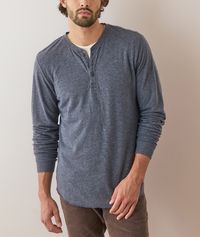 Men's Double Knit Henley Top | Blue | X-Large By Marine Layer . Marine Layer makes the best possible products in a responsible way (aka high key softness - low key impact). At Marine Layer that means helping our customers to keep over 400k tees out of landfills through our ReSpun program, and creating our product assortment using sustainable materials. Visit our website or our stores to learn more.