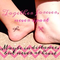 Best friend matching small bow tattoos. The bows symbolize us being "tied" together! "Together forever never apart, maybe in distance but never at heart"