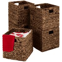 Best Choice Products Set of 5 Multipurpose Collapsible Baskets, Hyacinth Storage Organizer w/ Insert Handles - Espresso - Walmart.com - Walmart.com