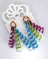 These earrings are made out of anodized aluminum making them non tarnishing, light as a feather and Hypo allergenic. Anodizing is the color finish on the aluminum, it will not rub off with water, sweat or onto skin. Only an abrasive can damage the color finish on top. The earring hooks are pure