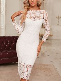 SHEIN Clasi Guipure Lace Overlay Bodycon DressI discovered amazing products on SHEIN.com, come check them out!