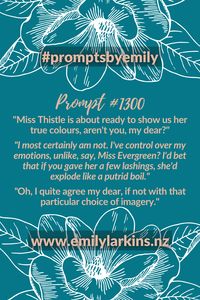 Fantastic writing prompts to get creative ideas flowing! #PromptsByEmily #WritingPrompts #WritingPrompt #StoryPrompt #WritingInspiration #StoryPrompts #StoryStarter #StoryStarters #WritingInspiration #Prompt #Writing #CreativeWriting #CreativeWritingIdeas #EmilyLarkins #EmilyLarkinsAuthor #NaNoWriMoPrompts #NaNoWriMoIdeas #Preptober #AmWriting #WritersOfPinterest #WritingCommunity #WritersOfPinterest #HistoricalPrompt #ActionPrompt #ComedyPrompt #Prompts #FantasyPrompt