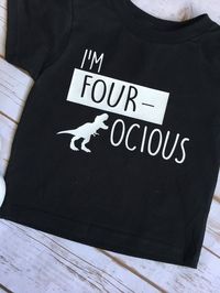 A Four-ocious shirt for a 4-year-old birthday party kiddo. Also cute to wear just because! #kidfashion #kids