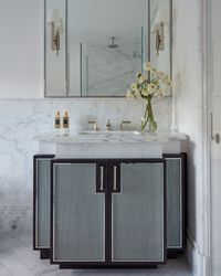 Luxury Interior Architecture and Design project by Katharine Pooley. Bespoke bathroom vanity.