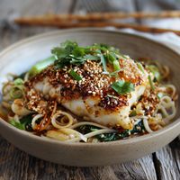 Sesame-Crusted Cod with Ginger Noodles | The Fish Society