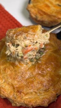 Looking for a dinner recipe that everyone will love? This Chicken Pot Pie has a creamy, savory filling wrapped in a flaky puff pastry. It’s easy to make and sure to please! Click to learn how to make this delightful dish. #dinnerideas #chickenrecipes #potpie #puffpastrycrust #comfortfoodrecipes