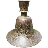 1stdibs - Mughal Lacquered Inlaid Bidri Hookah Base Indian Anglo-Indian Silver