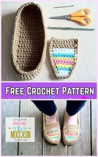 DIY Crochet Adult Slippers Pattern Round Up- Crochet Tribal Moccasin Slippers Free Pattern