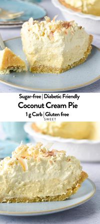 This Keto Coconut Cream Pie is an easy keto dessert recipe if you love coconut! A buttery flaky crust filled with coconut custard and topped with whipped cream and toasted coconut for a comforting dessert any time of the year.