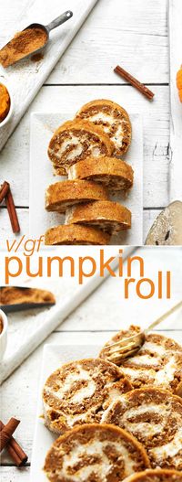 AMAZING Vegan Gluten Free Pumpkin Roll Perfect for the holidays and beyond #vegan #glutenfree #recipe #pumpkin #roll #minimalistbaker