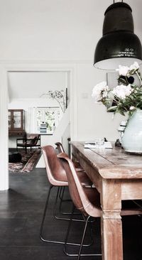 Black Pained Floor & Chunky Wooden Table