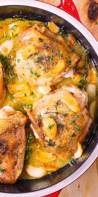 Garlic Thyme Chicken Thighs with gravy