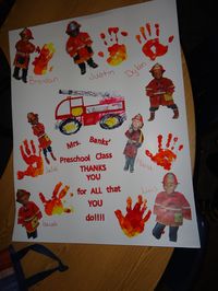 Thank you poster for the fire department, made by Robin Thomason, Ashley Banks, Marla Mckissack