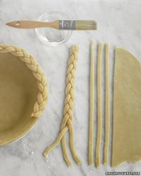 Braided Edge Make a braided edge by cutting 12-inch-long, 1/4-inch-thick strips of dough and braiding them together. Brush the edge of the ...