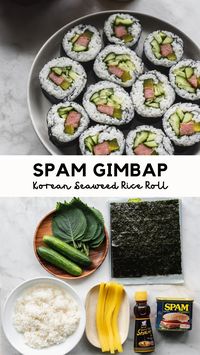 A super simple Korean Gimbap recipe with Spam? Yes, please! Spam Gimbap is the perfect Korean snack, appetizer, side dish, or main meal. Rolled into a sheet of Nori and brushed with sesame oil, these Korean seaweed rice rolls are easy to make and taste so good. Make for the kids or enjoy a big platter by yourself. YUM!