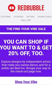 Get 20% off sitewide with code FINDYOURVIBE. Now through June 17 at 11:59 pm.ApparelHome & LivingWall ArtAccessoriesLet’s boogie – Get 20% off with code FINDYOURVIBE. Now through June 17. https://www.redbubble.com/people/ekaterinap/shop?asc=u