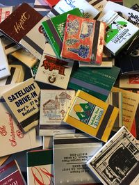 Matchbooks in a variety of colors and sizes, all with matches (although some of the books may be missing a few matches, these aren't just empty covers). Immensely collectible, use these for scrapbooking projects, art projects, or even funky party favors. These are from all over the U.S. and from other countries. They're for restaurants, casinos, bars, advertising, and even a few special events. Each batch of 20 is a random assortment (sorry, no special requests) of matchbooks of all ages. A sing