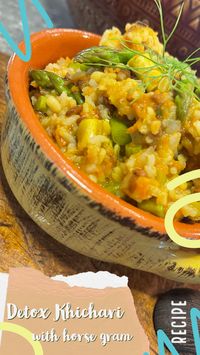 Detox khichari (khichadi or kitcheri) for weight loss with horse gram, buckwheat groats, and asparagus. Light and moist yet nourishing and filling this khichari is a delicious and satisfying way to cleanse and detoxify the body and manage your weight.