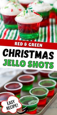 Christmas jello shots are the perfect boozy treat for the holiday season! Made with layers of red and green jello and topped with whipped cream and sprinkles, these festive jello shots are easy to make with just a few simple ingredients and perfect for holiday parties.