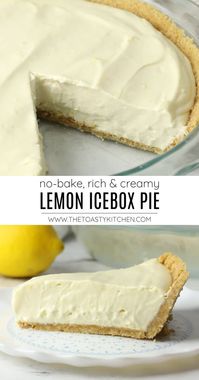 Lemon icebox pie recipe by The Toasty Kitchen. mon icebox pie is a classic, no-bake dessert. Made with a graham cracker crust and silky lemon filling, this refreshing pie is a warm weather must. #lemoniceboxpie #iceboxpie #lemon #dessert #nobake #nocook #nobakedessert #summer #summerdessert #recipe