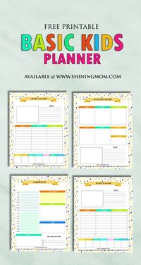 Get this free printable planner for your kids! They'll love to use the fun pages!