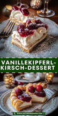 Dieses Dessert vereint die Aromen von Vanillekipferl und Kirschen zu einer harmonischen, weihnachtlichen Nachspeise – ideal für festliche Tage!