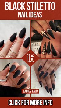 Discover the bold elegance of black stiletto nails for women that combine sharp designs with sleek beauty. These stiletto nail designs are perfect for making a statement at parties and events. Choose from elegant black nails with glitter, matte finishes, or intricate art. Stay on trend with trendy stiletto manicure looks that are both fierce and fashionable. Let these sharp nail art ideas leave you saying wow!