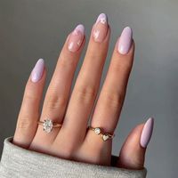 Buy Spring Summer Trendy Purple Fake Nails, Glossy Floral Pattern False Nails, Women's French Tips Cute Press On Nails at Walmart.com